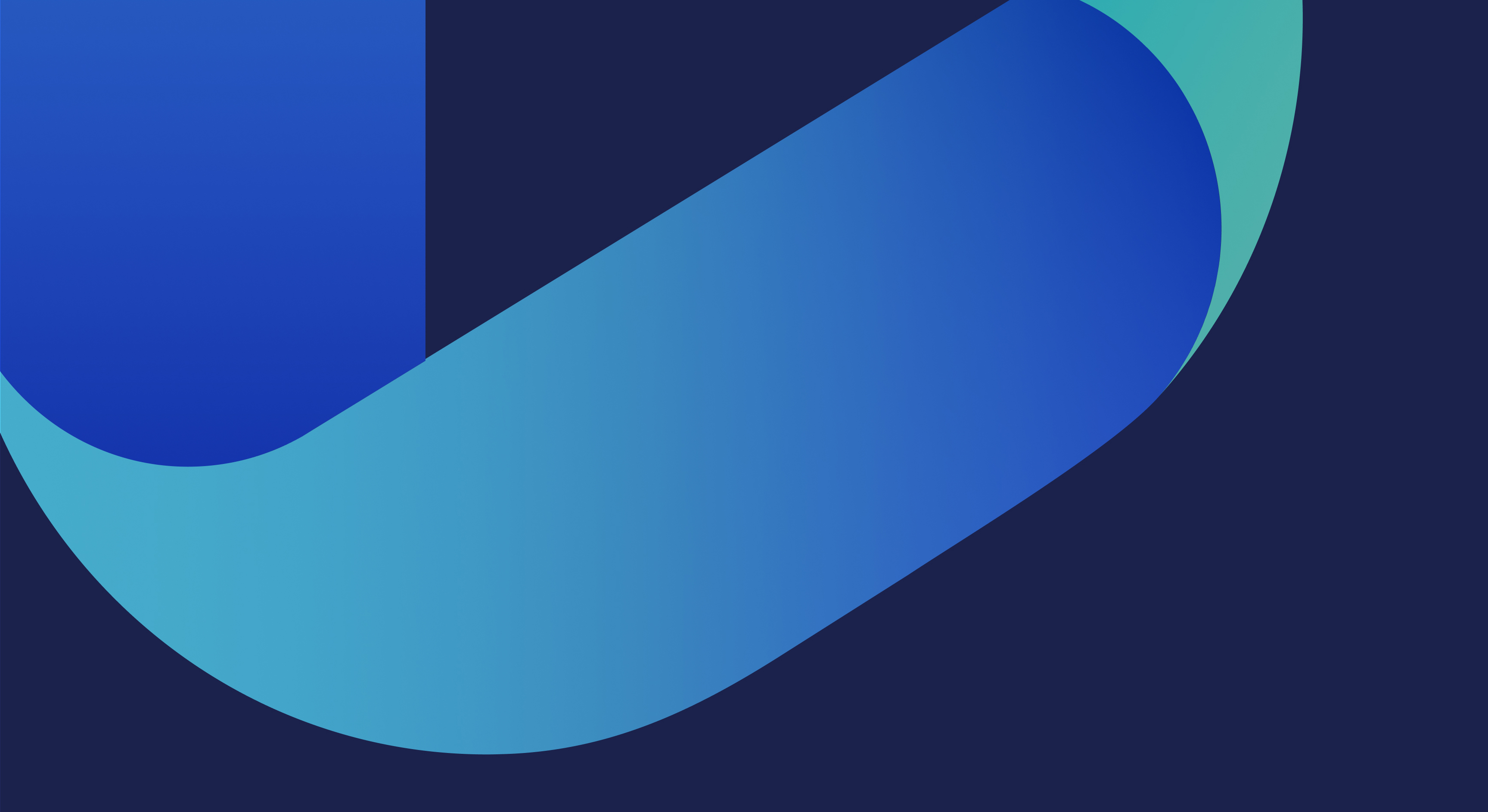 Abstract design featuring a curved, gradient ribbon in shades of blue and teal against a dark blue background. The ribbon's smooth gradient creates a sense of depth and movement.
