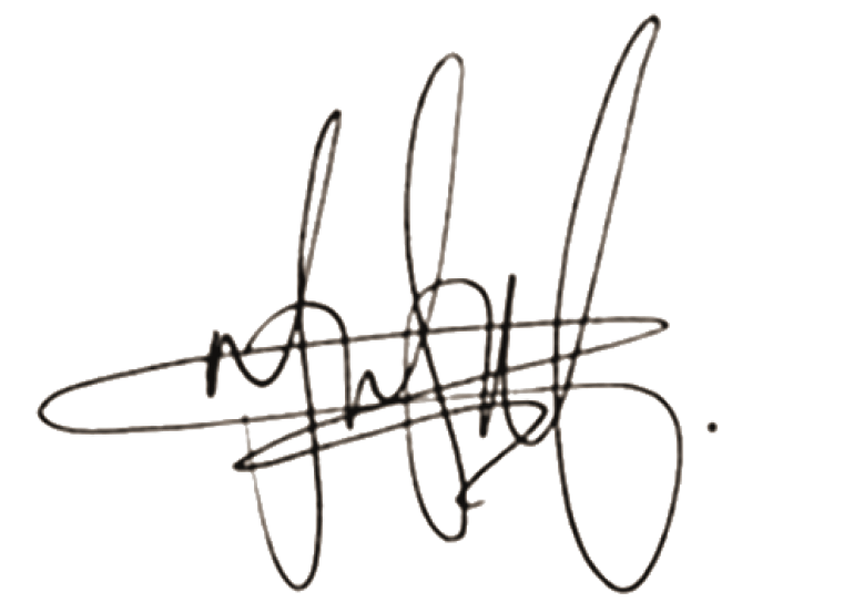 A black, stylized, and elaborate handwritten signature with overlapping loops and lines, ending with a small dot on the right, on a plain white background.